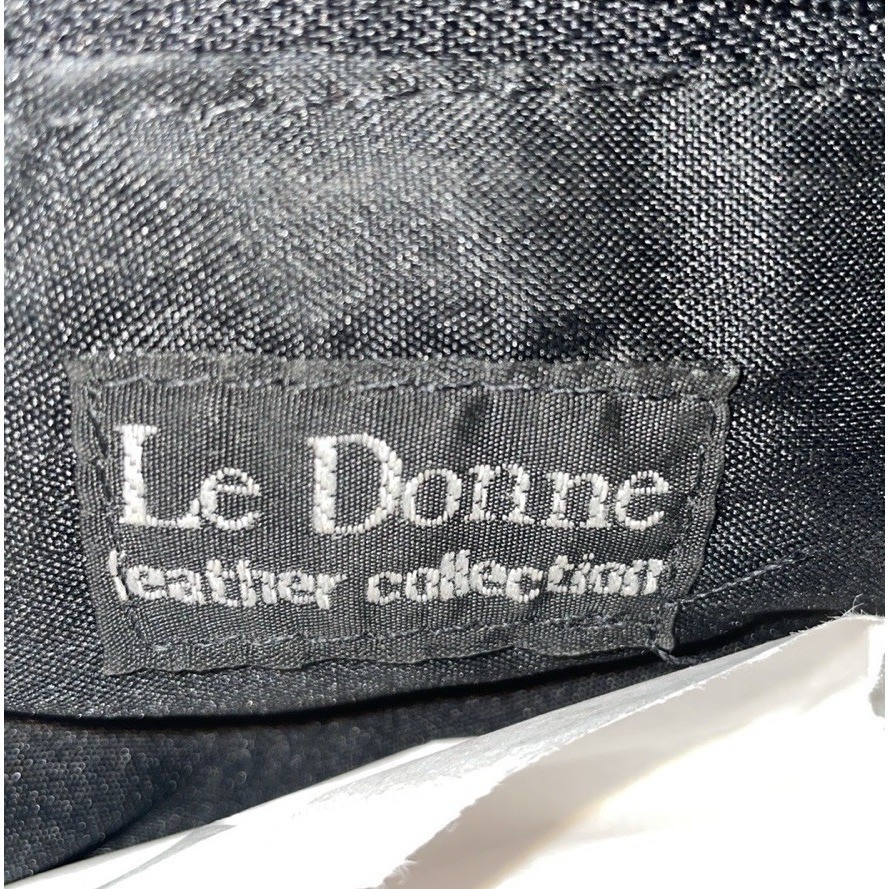 Le Donne Leather Black Purse With Outside Pockets 10x8in