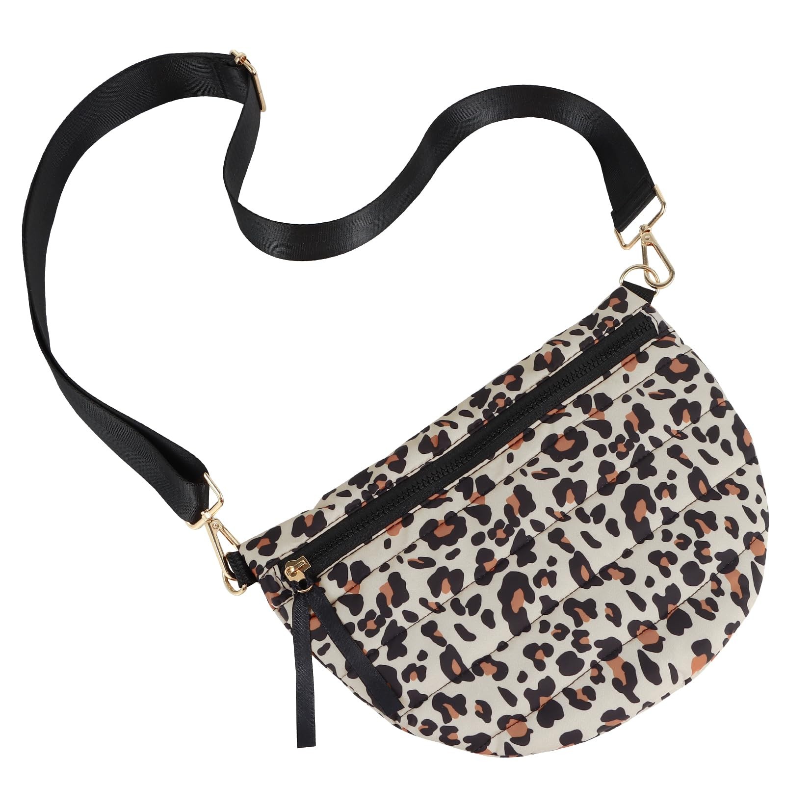 Quilted Puffer Belt Bag Puffy Sling Fanny 12 x 8 x 0.6 inches, LEOPARD