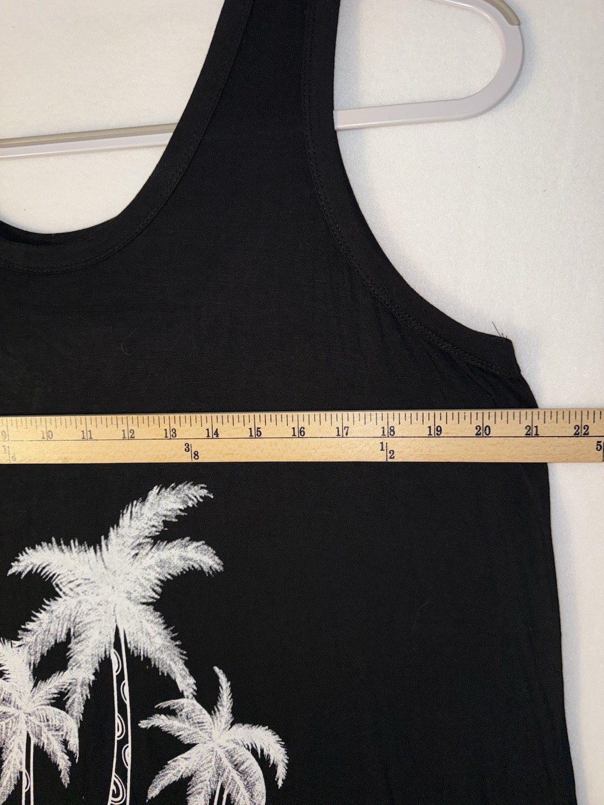 INDIA BOUTIQUE Black Tank Top With Palm Trees Woman’s One Size Fits All