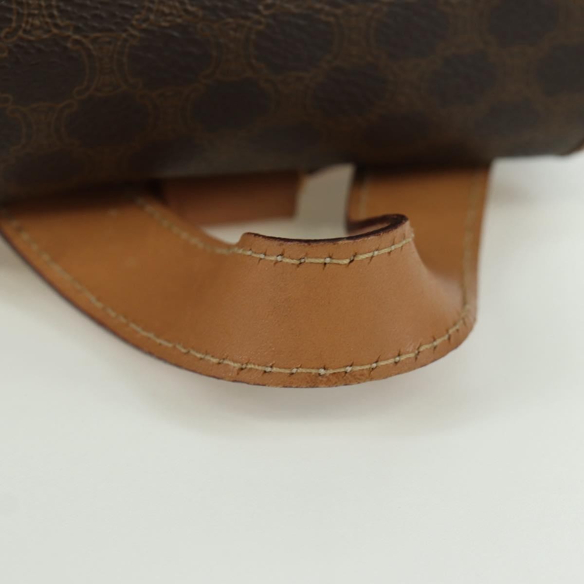 CELINE Macadam Canvas Backpack PVC Leather Brown Gold Auth am11186A