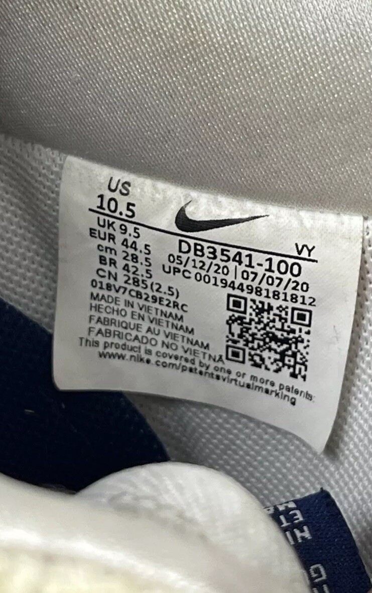 Nike Mens Air Force 1 PRM White Fossil Blue Void DB3541-100 Size 10.5 GUC