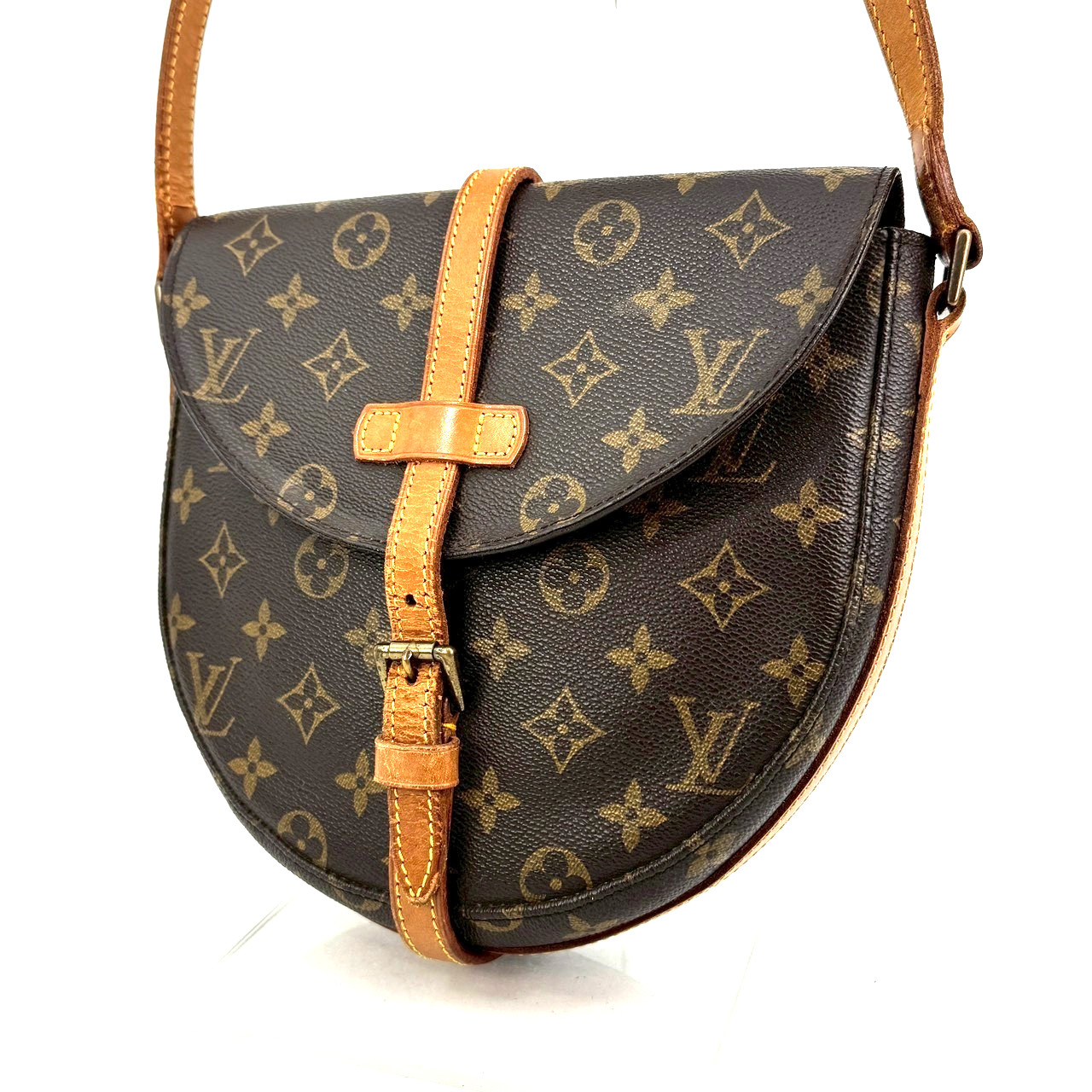 Louis Vuitton Shanti Shoulder Bag Half Moon LV Leather Authentic