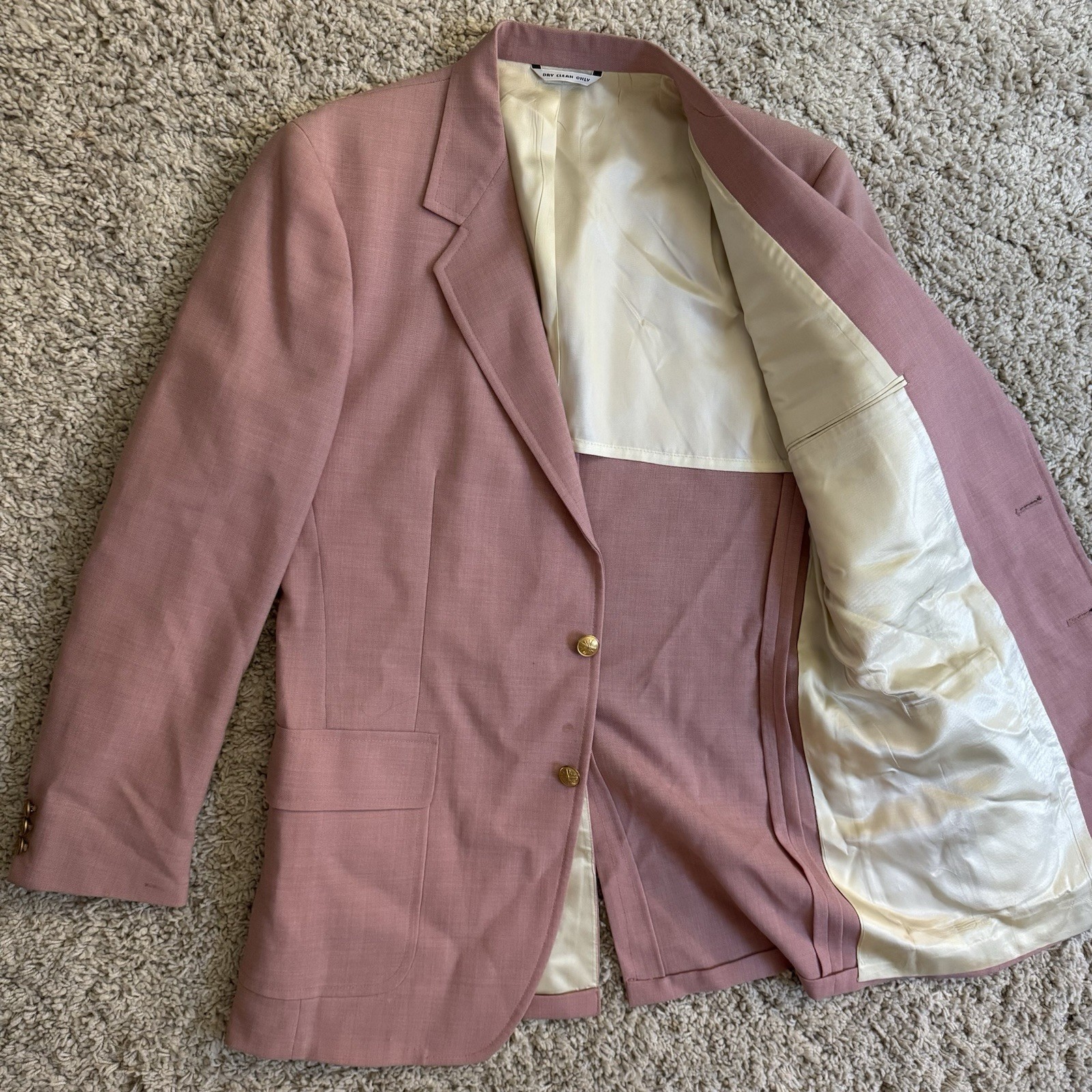 Vintage 60s 70s Mauve Pink Hopsack Summer Blazer 42R Palm Beach Jacket Sportcoat