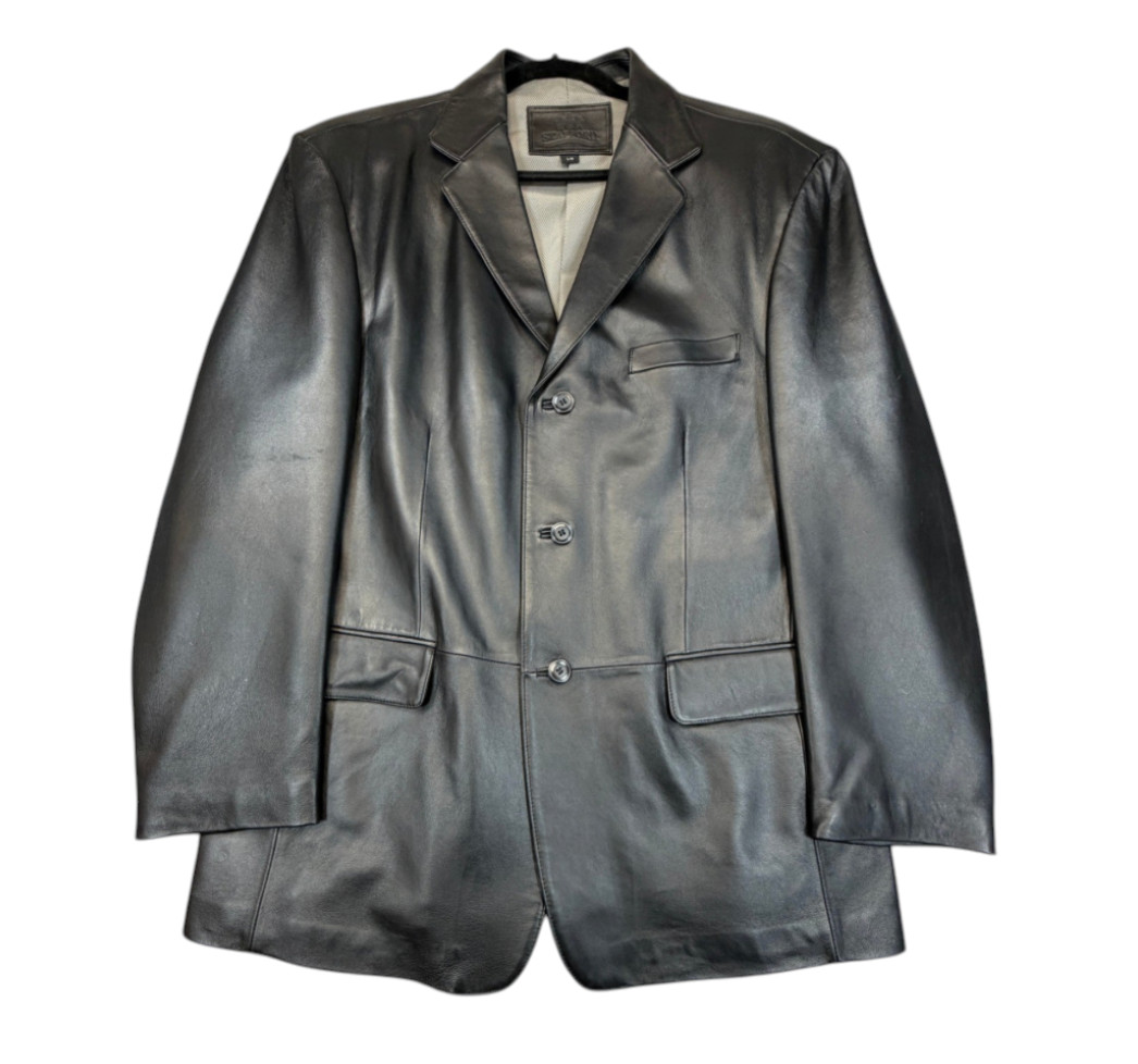 STAFFORD EXECUTIVE Black Lambskin Leather BLAZER JACKET SPORT COAT Gorgeous SZ S
