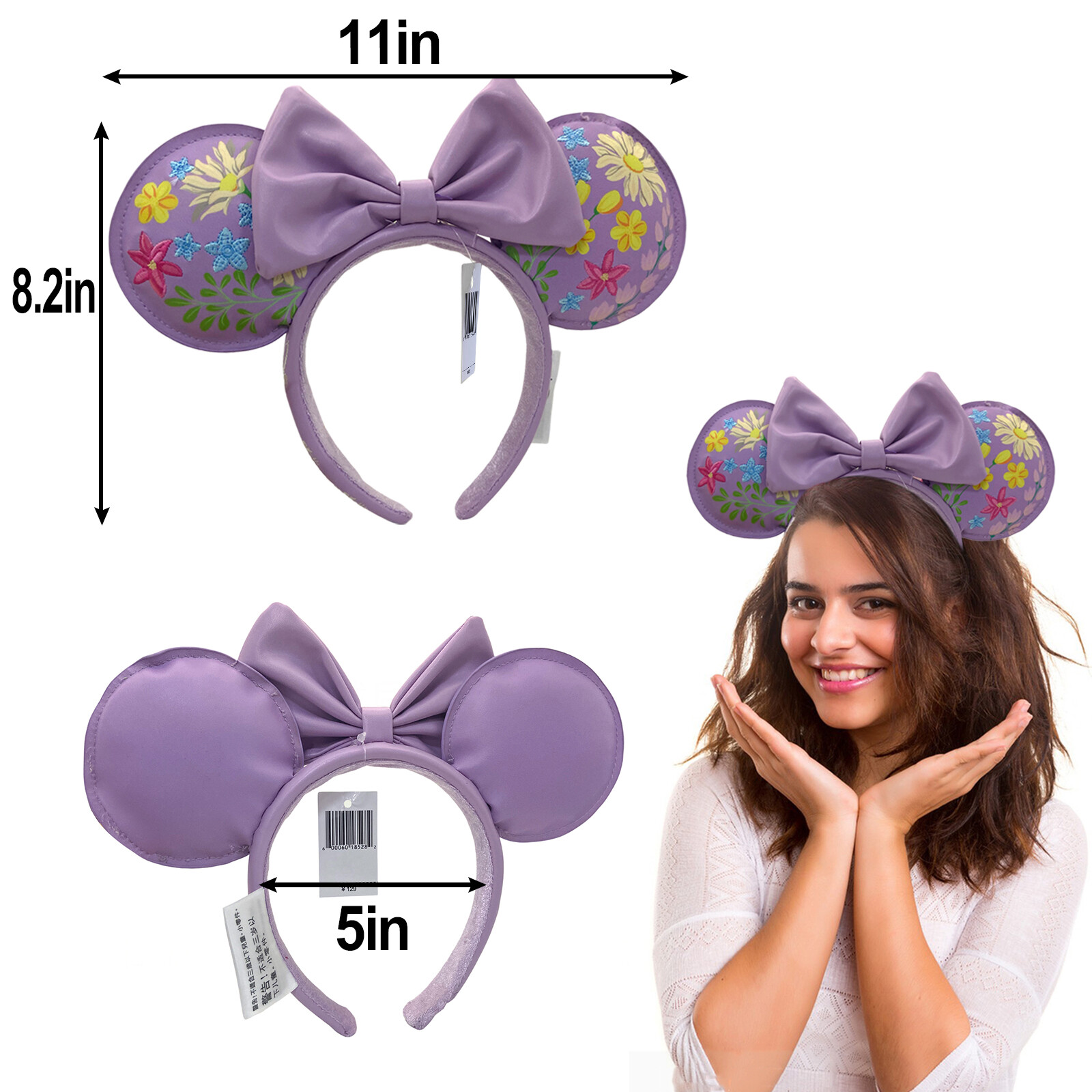 2025 Loungefly DisneyPark’s Anniversary Flower Headband Minnie Ears Purple Mouse