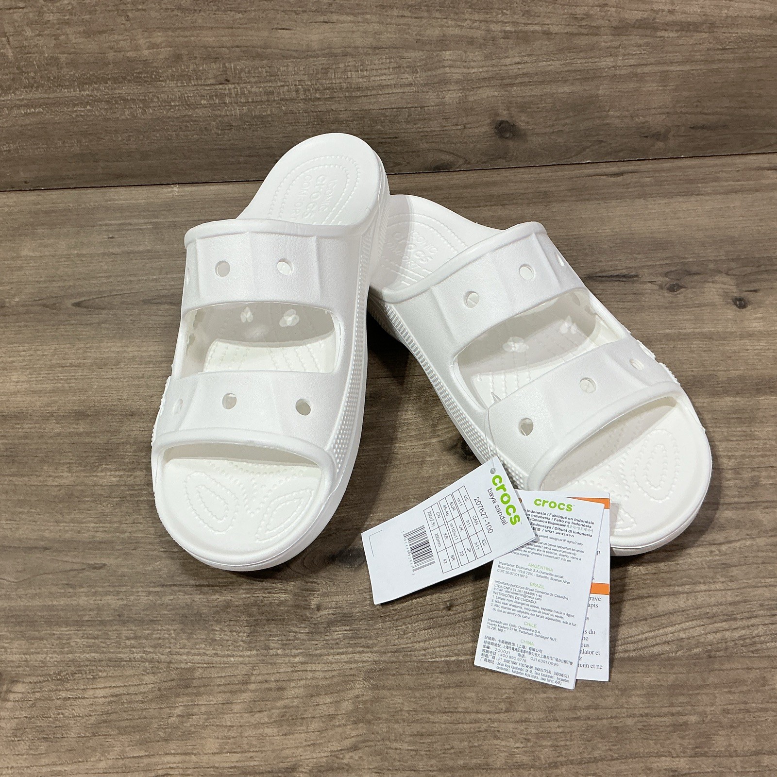 NEW Crocs Baya Sandals Flip Flop Mens White Size 11 Ventilated 207627-100