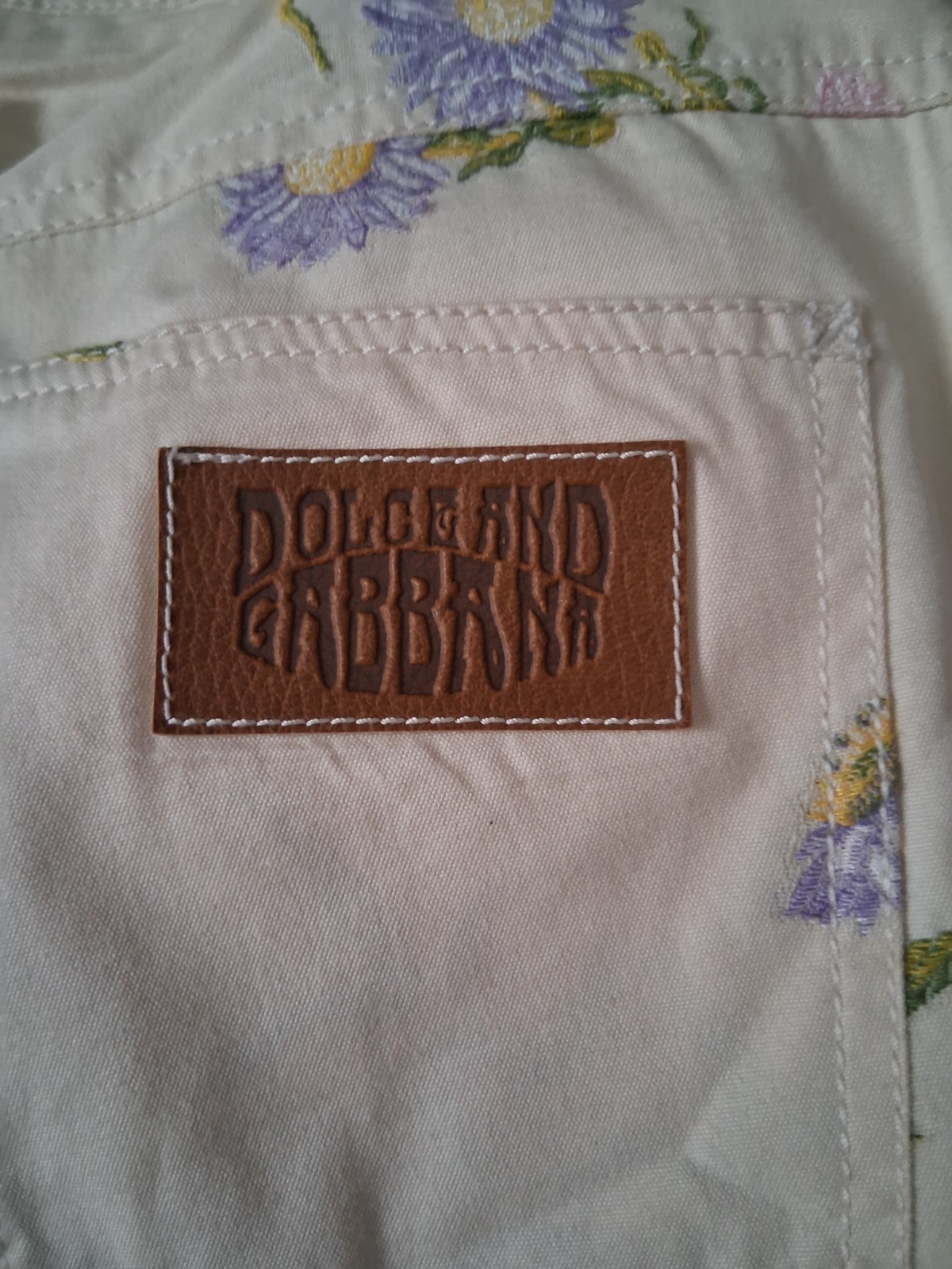Dolce & Gabbana Women’s Floral Embroidered Beige Straight Leg Lined Pants