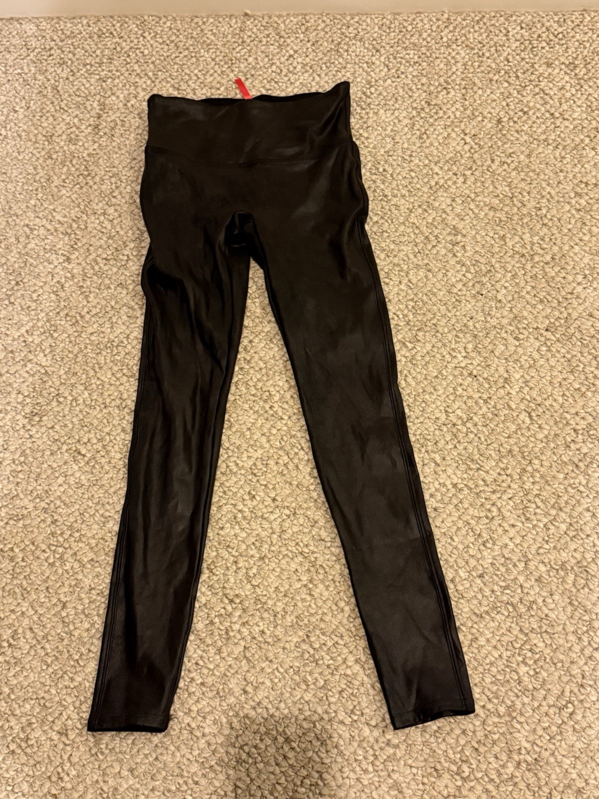 Spanx Black Faux Leather Shimmer Nylon Leggings Sz M