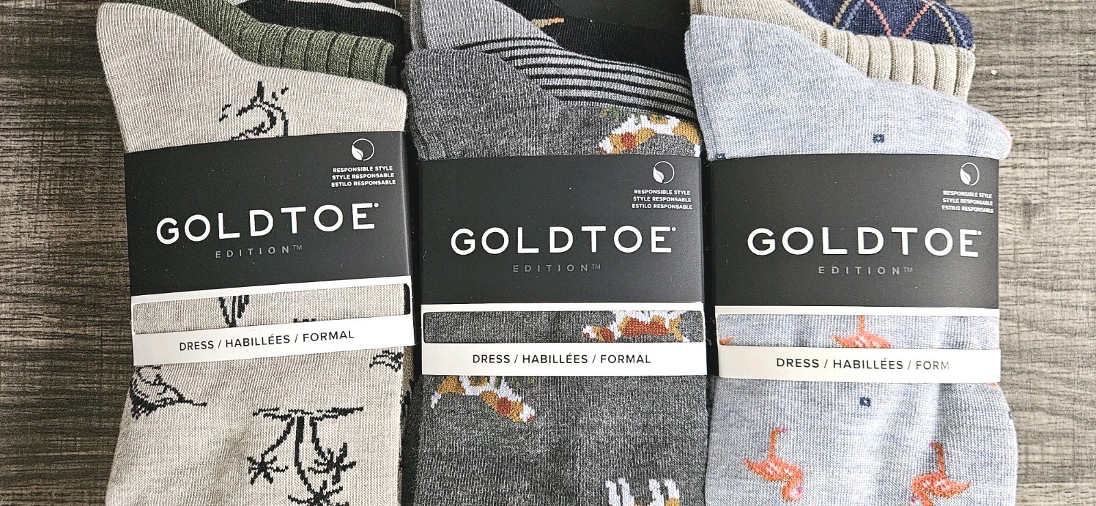 Lot of 3 GOLDTOE Men’s 3 Pair Assorted Crew Dress Socks Size 6-12.5 NWT Dog Boat