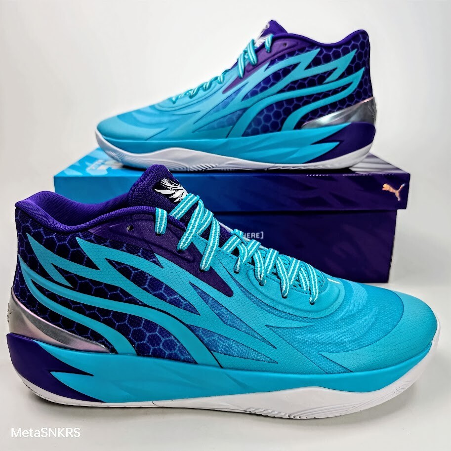 Puma MB.02 US 14 Men’s Purple Blue White Basketball LaMelo Ball 379779 01 New