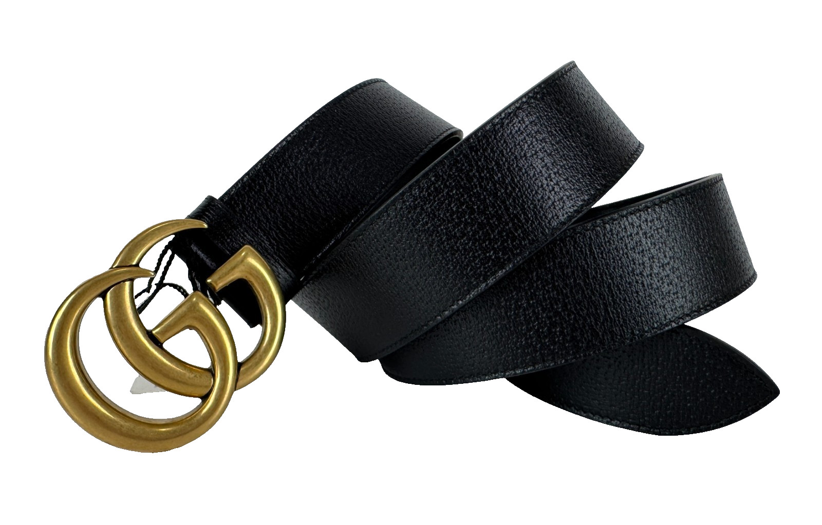 Gucci New Auth 105 cm 42 in Black Leather Gold GG Marmont Belt Dust Bag
