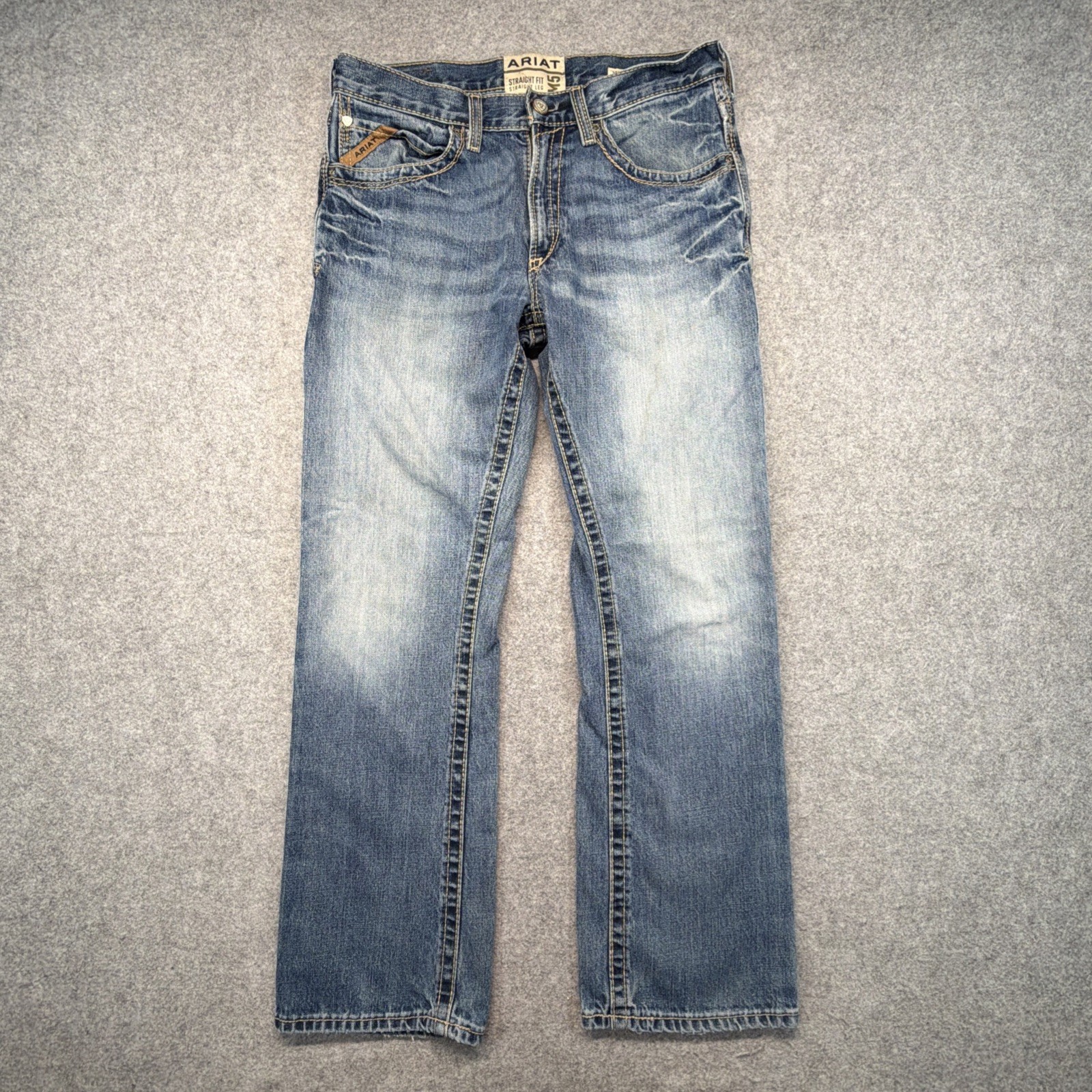 Ariat M5 Jeans Mens 32×32 (Fits 33×30) Blue Straight Leg Straight Fit Western
