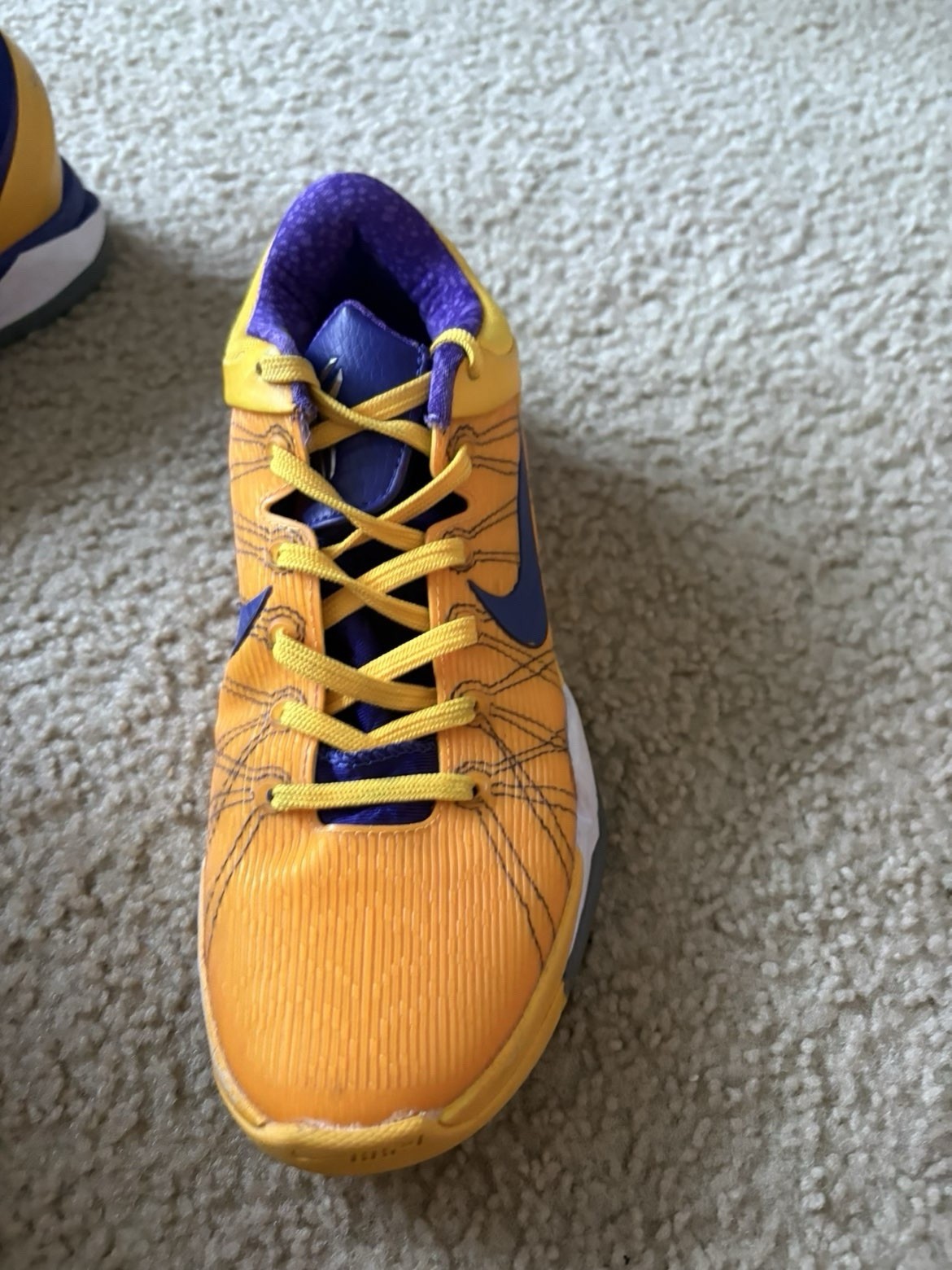 Nike Men’s Basketball Low Top Lace-Up Sneakers Purple/Yellow Colorblock Rubber