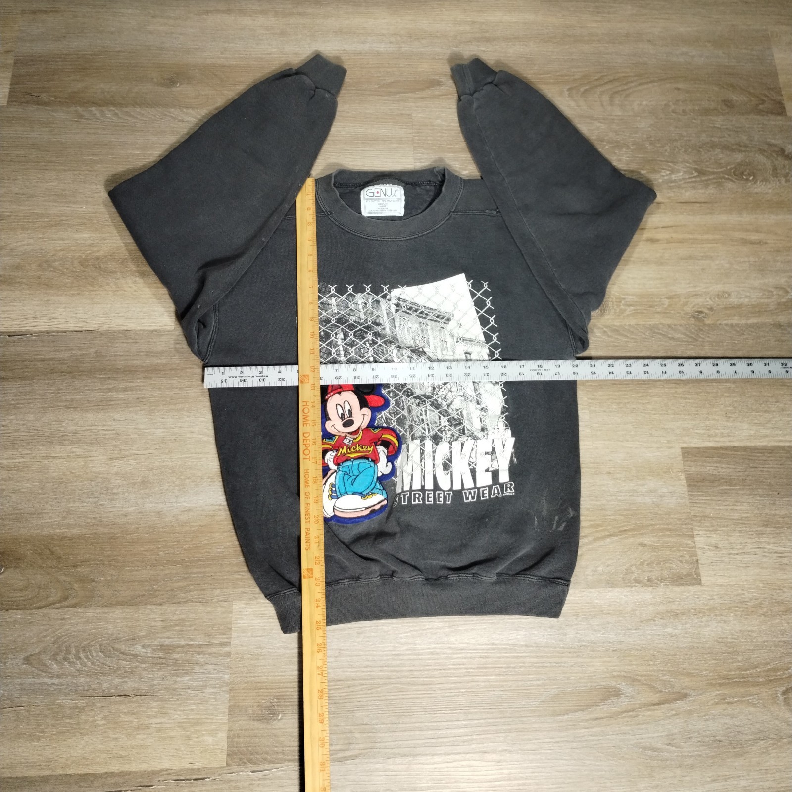 Vintage Mickey Mouse Sweater Medium Black Faded Hip Hop Streetwear Grunge 90s