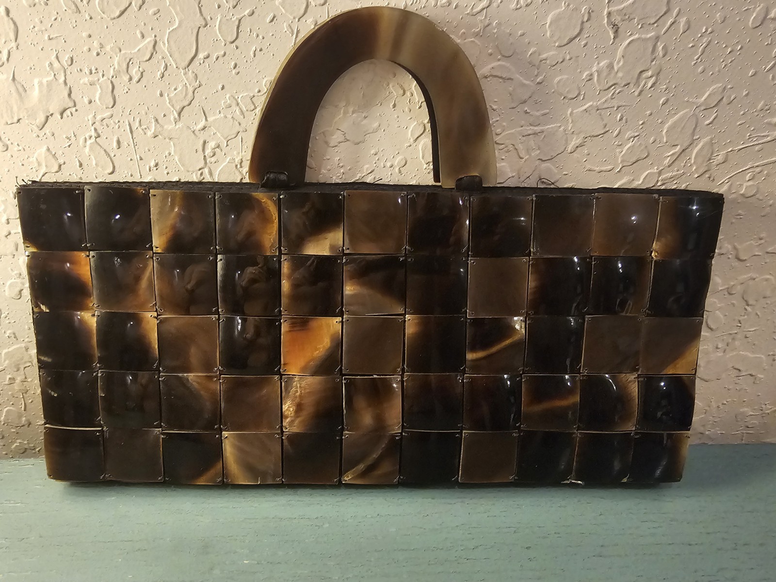 Vintage ArtDeco Revival Shiraleah Lucite Tile, Amber TortoiseShell Purse-V. Good