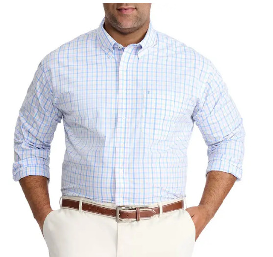 IZOD Performance Comfort Woven Plaid Button Down L/S SHIRT 2X 3X 2XLT 3XLT NWT