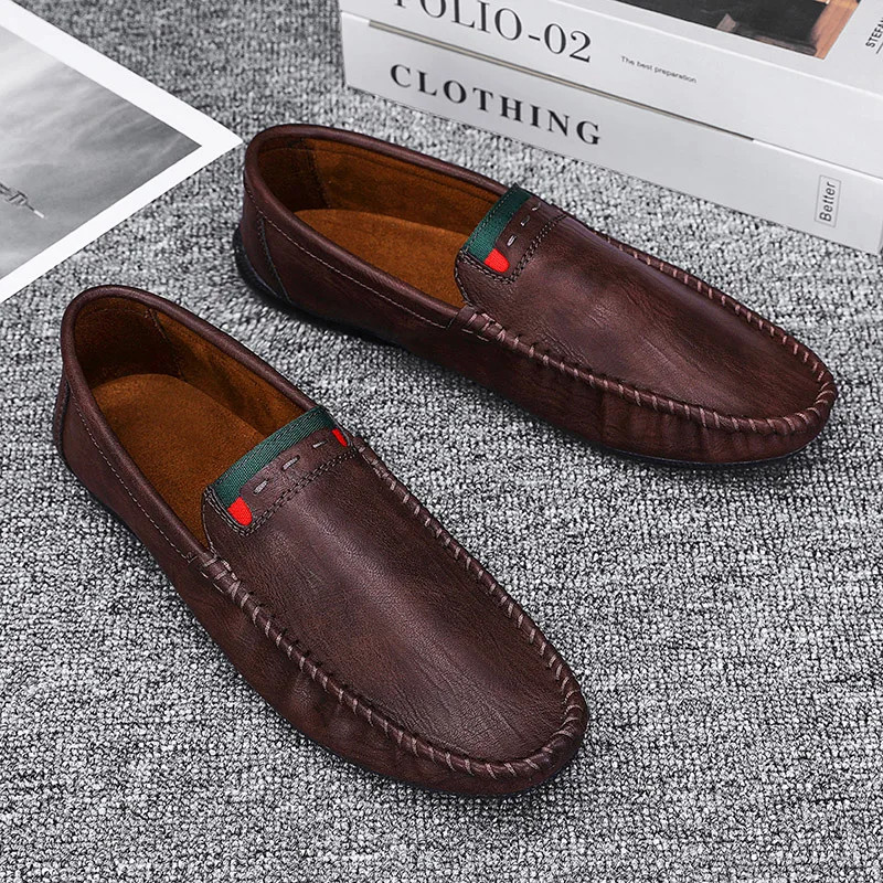 Soft PU Leather Comfortable Driving Shoes Men’s Outdoor Casual Flat Boat Shoes