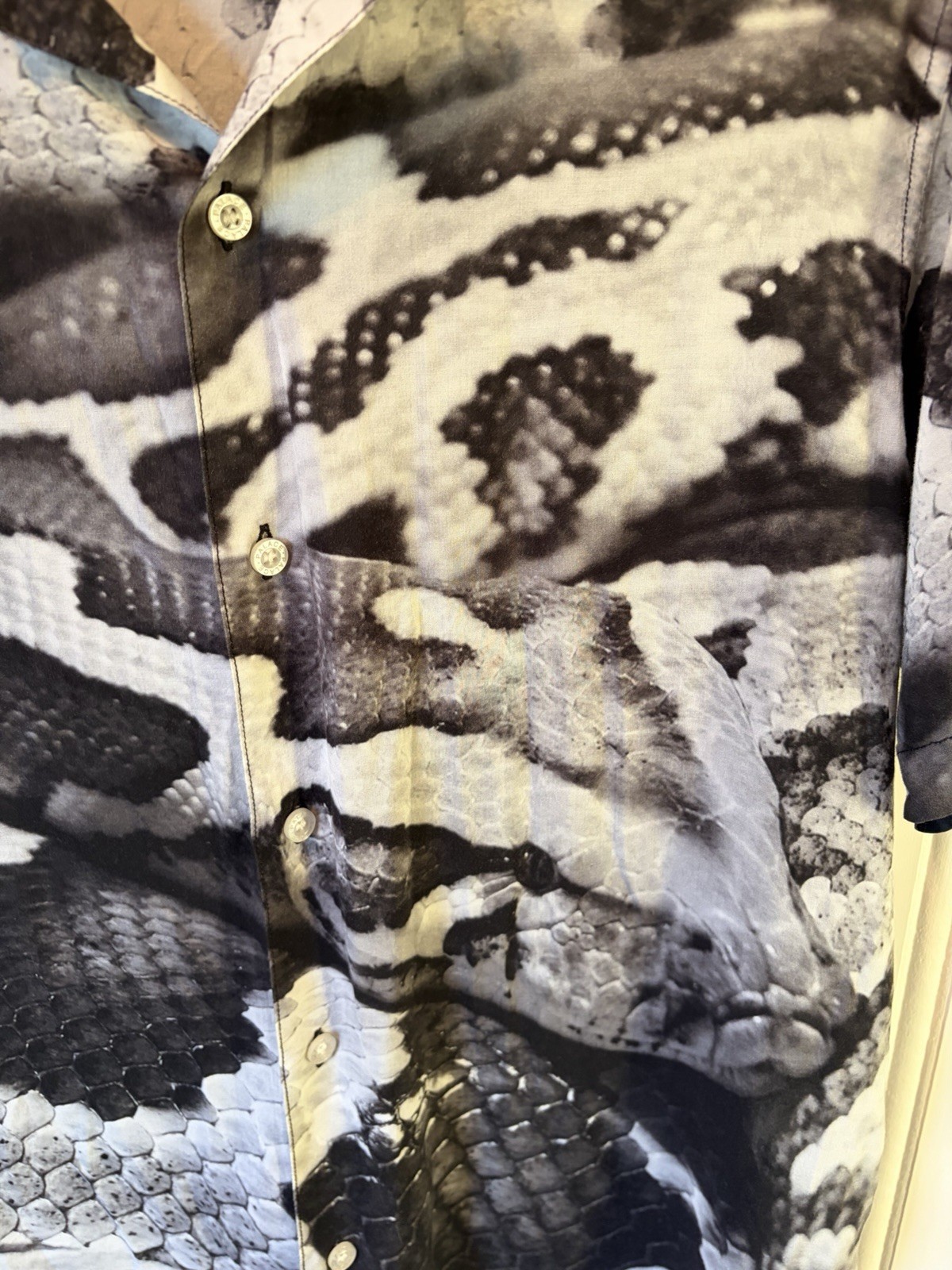 Palace Skateboards Snake Shirt Grey Rayon Camp Collar Summer 2022 Size M