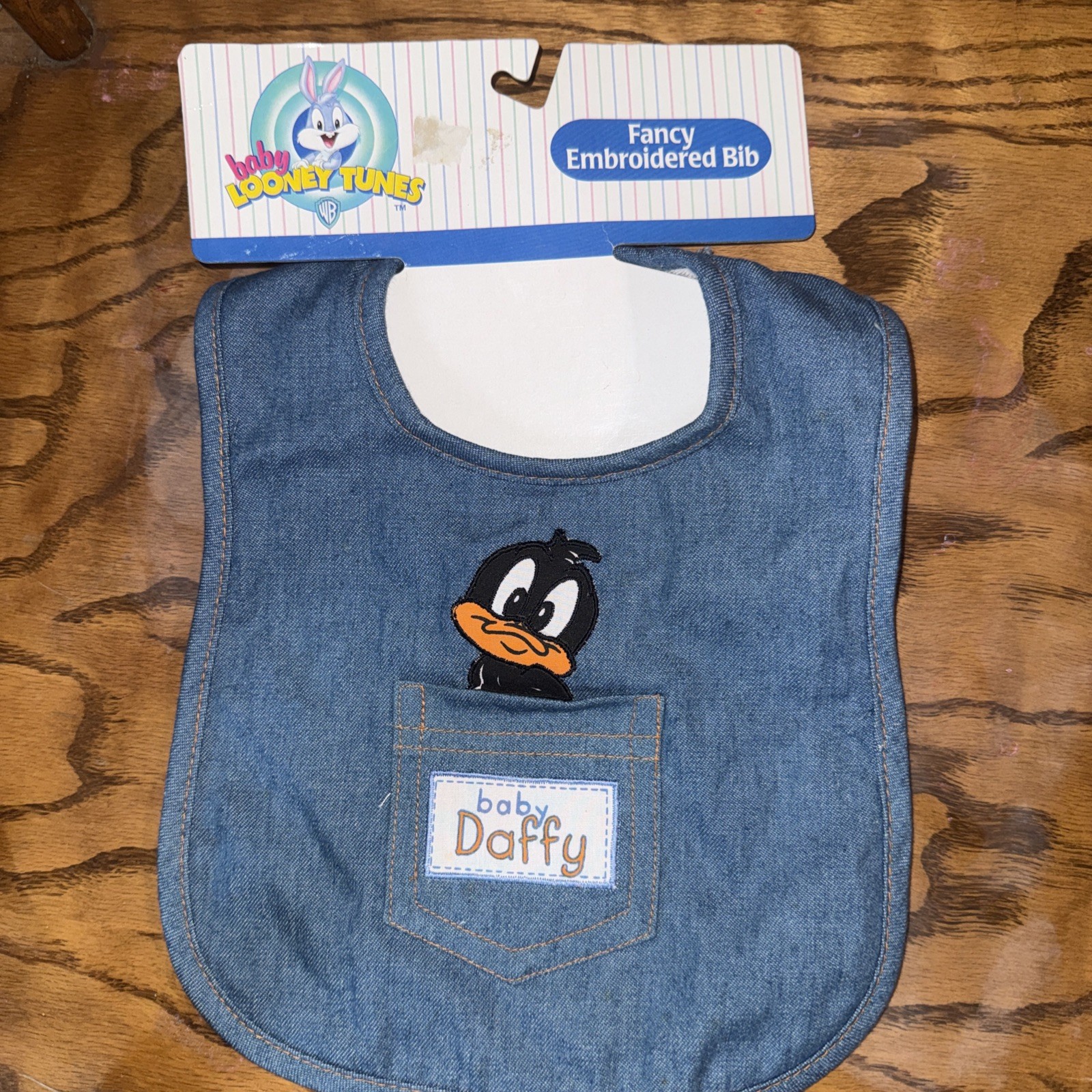 Baby Looney Tunes Vintage 1998 Denim Embroidered Bib – New with packaging
