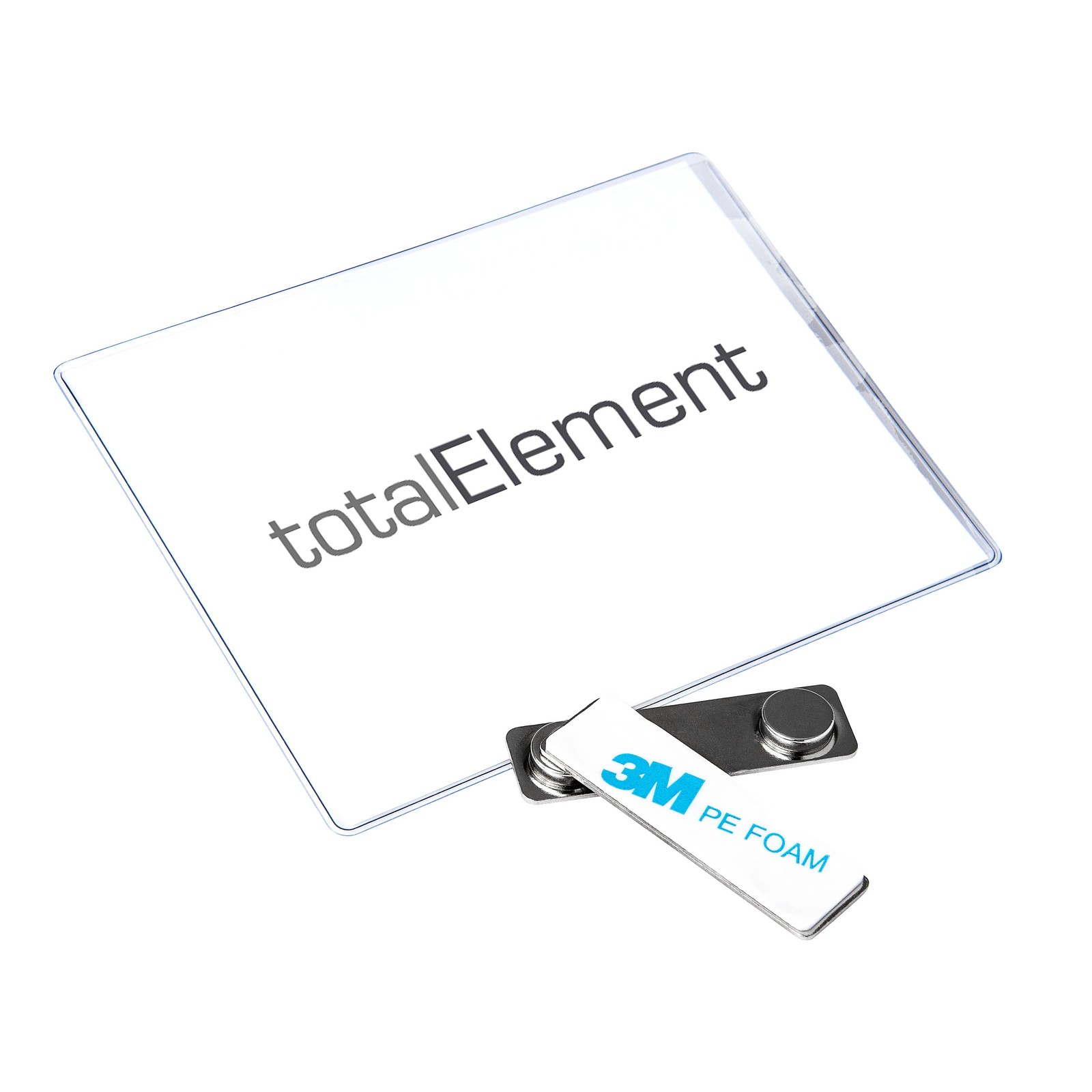 Magnetic Name Tag/ID Badge Holder with Adhesive Front (Silver) (10 Sets)