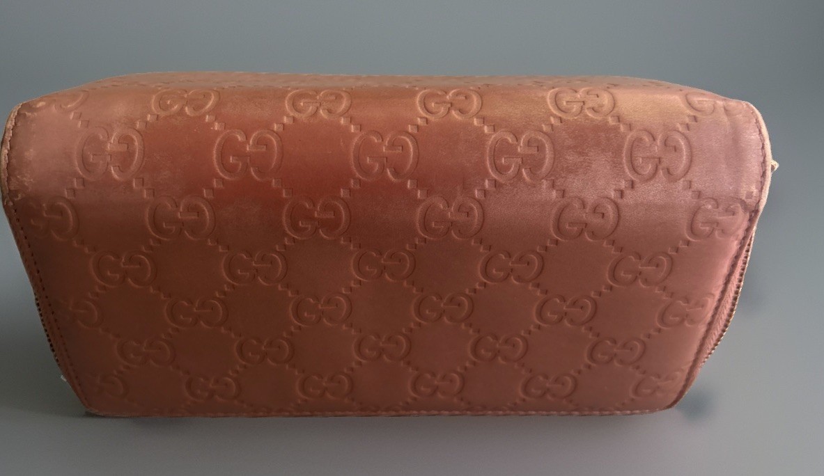 Gucci Bronze Guccissima Leather Zip Around Continental Wallet GG Heart Charm