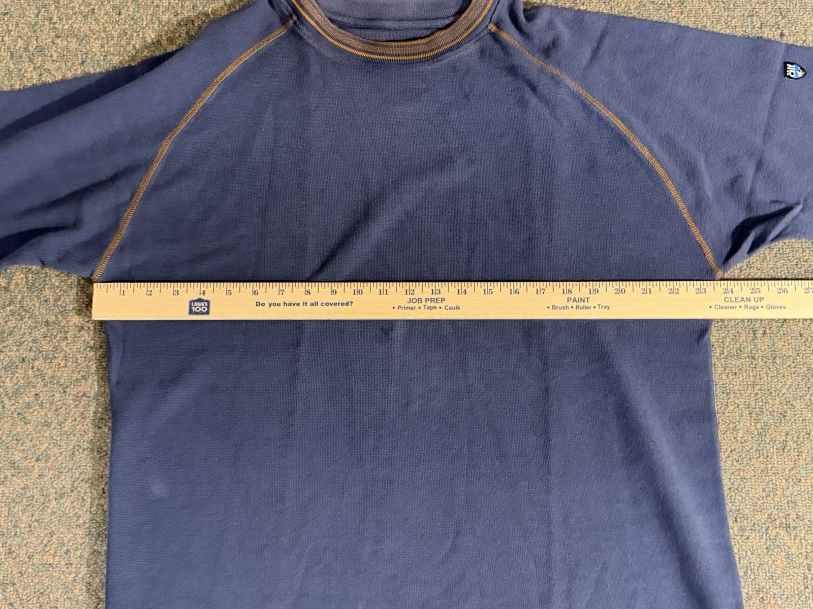 Vintage 90s Alf Kuhl Waffle Knit T Shirt Mens L Blue Jacquard Embroidered Collar