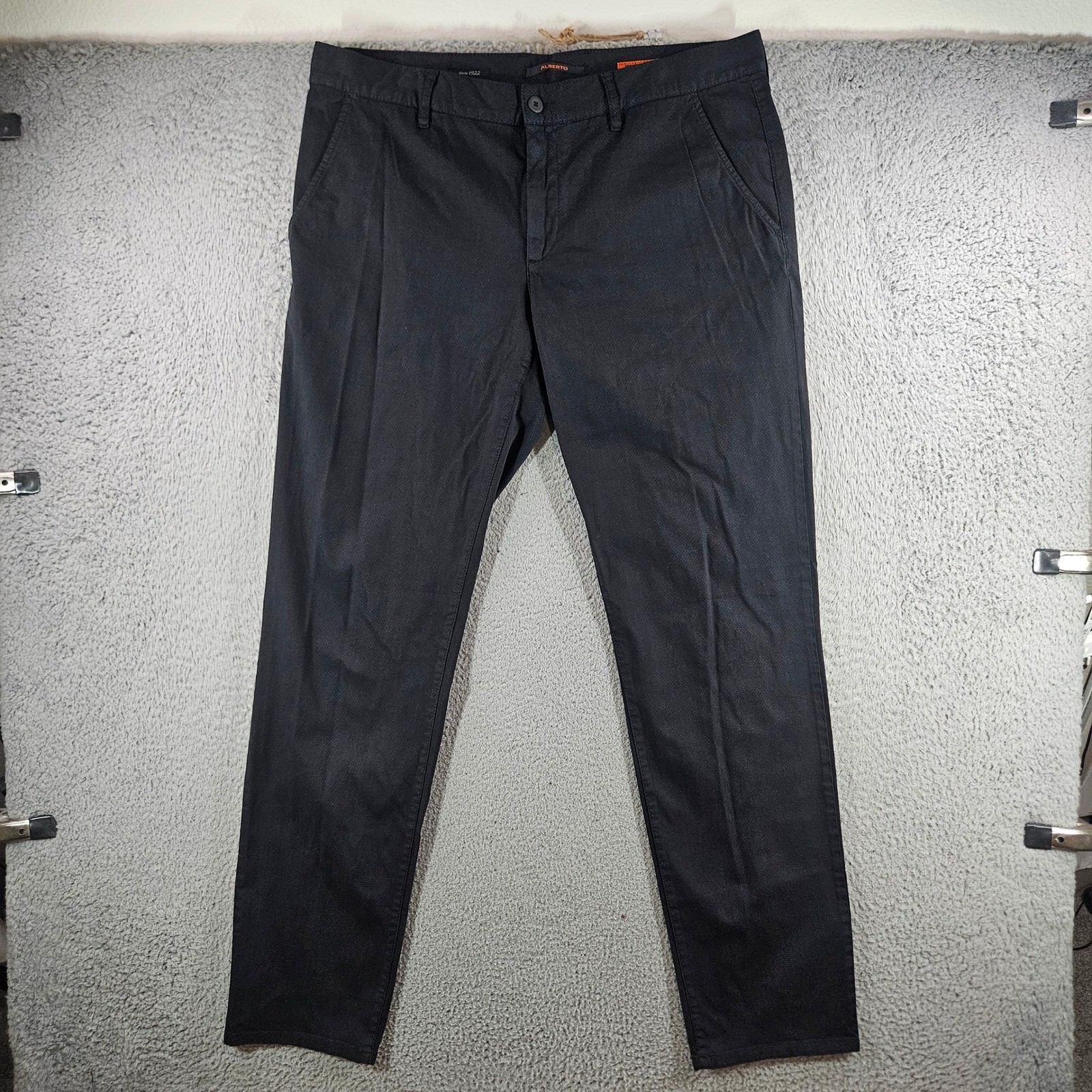 Alberto Mens Regular Slim Fit Dynamic Superfit Print Pants Black 36×34