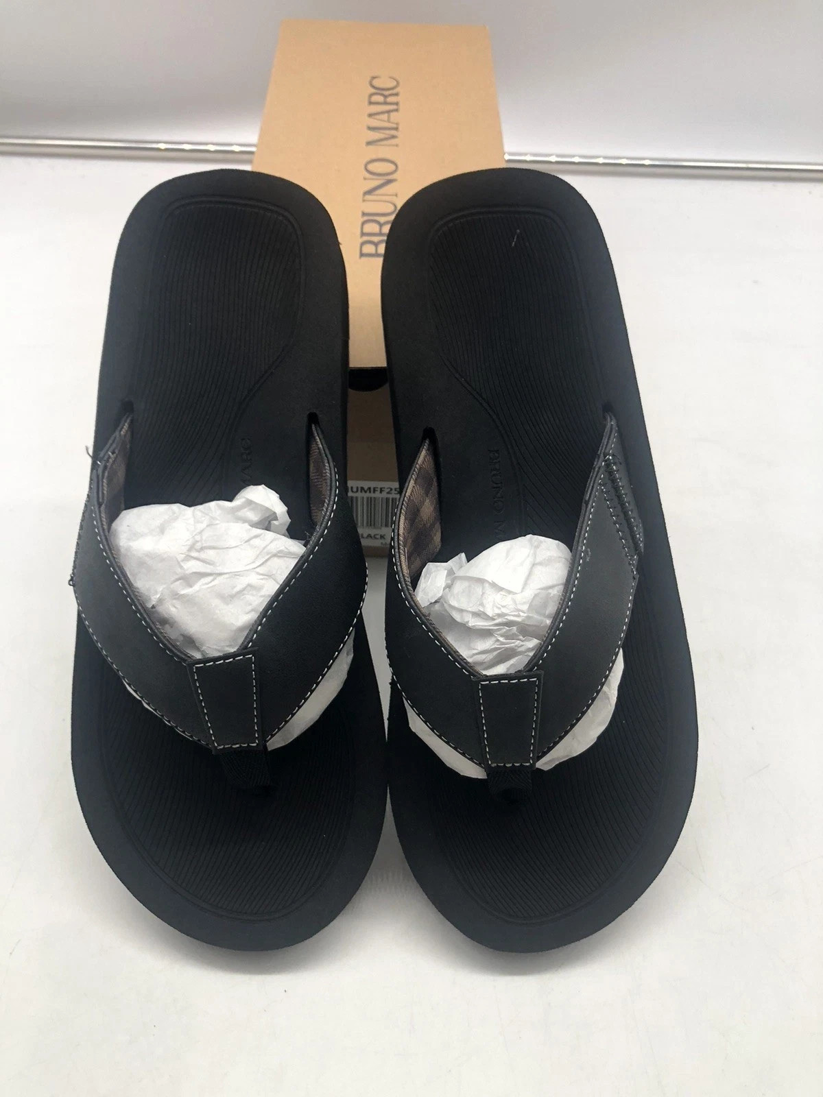 New In Box- Bruno Marc Men’s Beach Flip Flops Thong Sandals SZ 13 Black