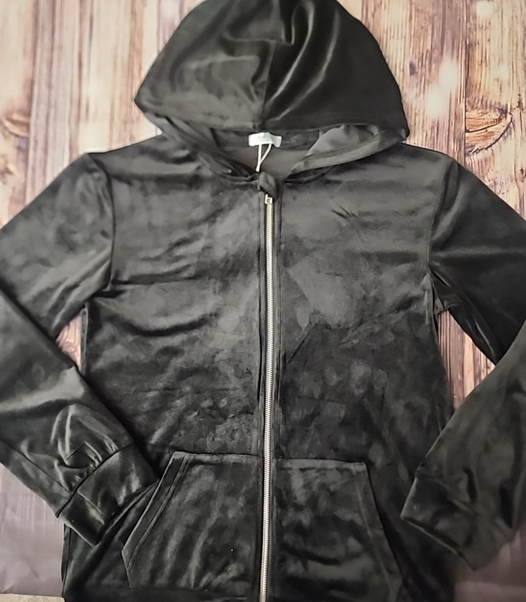 ARSHINER Hoodie Womens Small BUTTERY SOFT Black Velour Velvet Dance Ballet NWOT