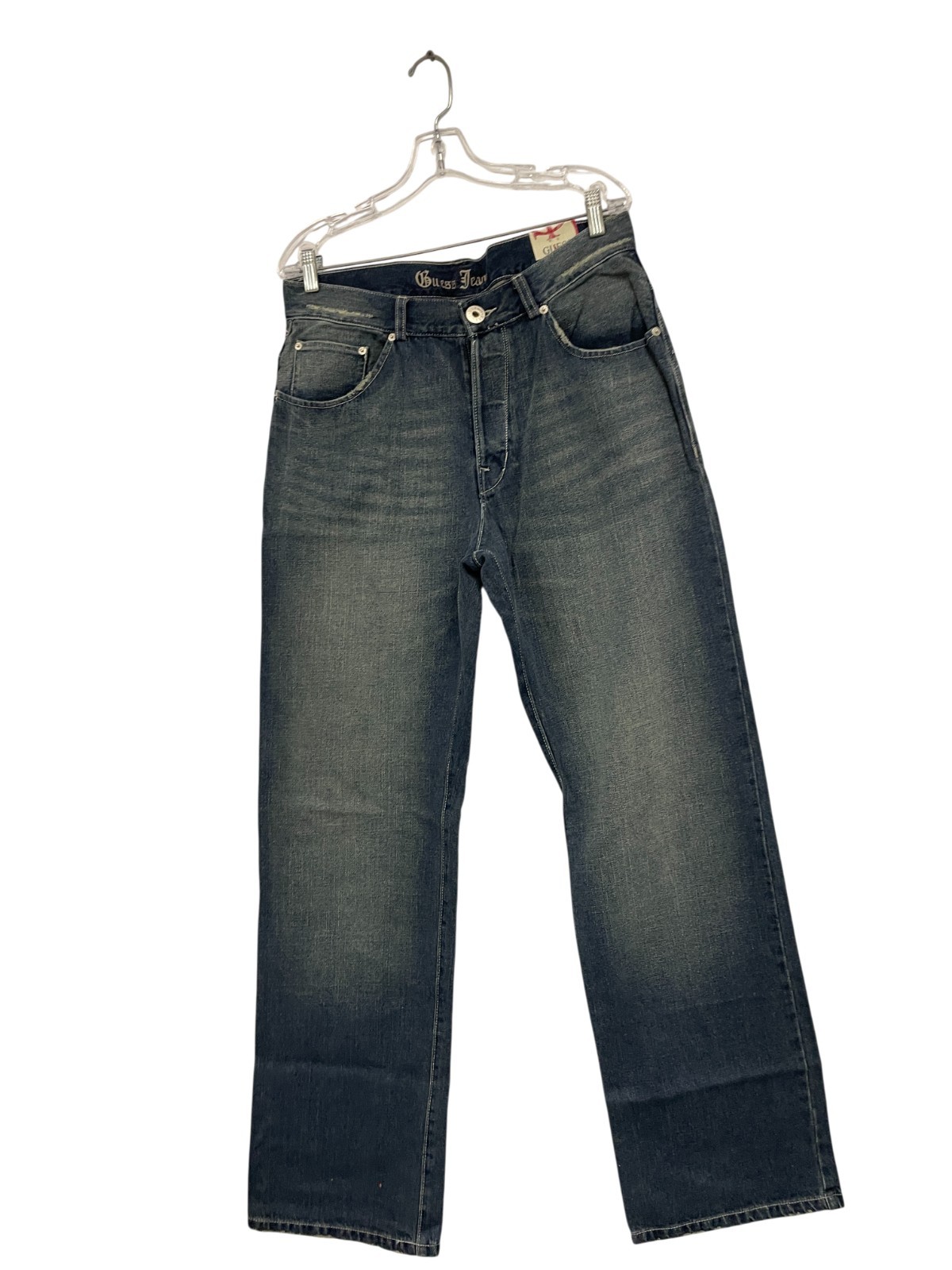 Guess Jeans Mens Blue Denim Cotton Straight Leg Cloud Dark Wash Size 33 NWT