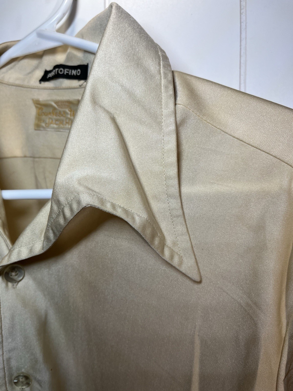 VTG 1960s Mens Disco Shirt Large Point Collar Portofino Countess Mara Jack Henry