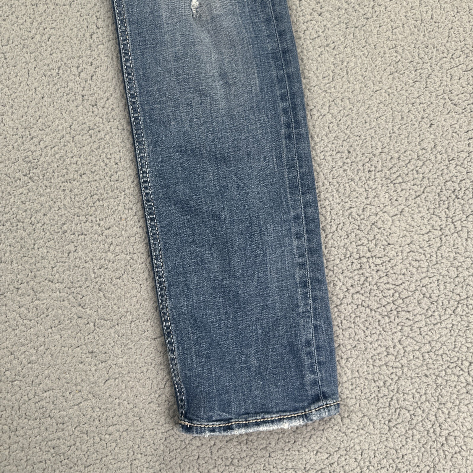 BKE Buckle Alec Slim Straight Jeans Men 32×32 Blue Stretch Whiskered Distressed