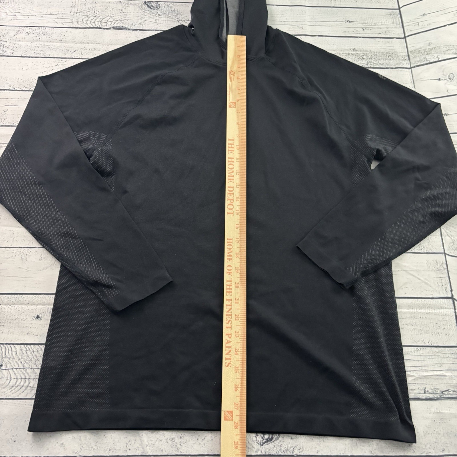 Fabletics Long Sleeve Nylon Poly Hooded Athletic T Shirt Men’s XL Black