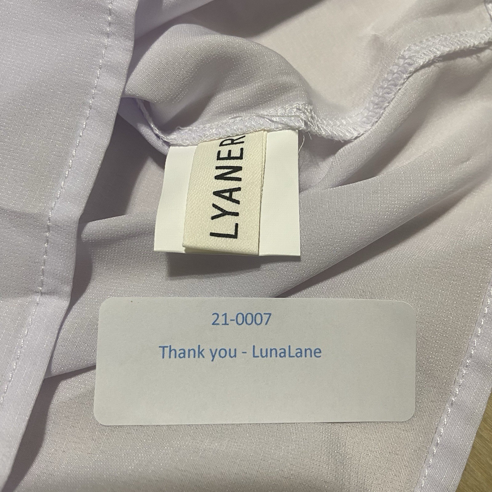 LYANER Women’s Size Medium Ruffle Short Sleeve V-neck Front Tie Blouse in Purple