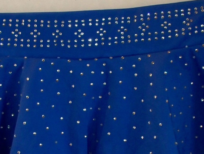 Athletic Cheer Rhinestone Flouncy Skirt Blue & Orange 2 Tier Sizes S-5XL
