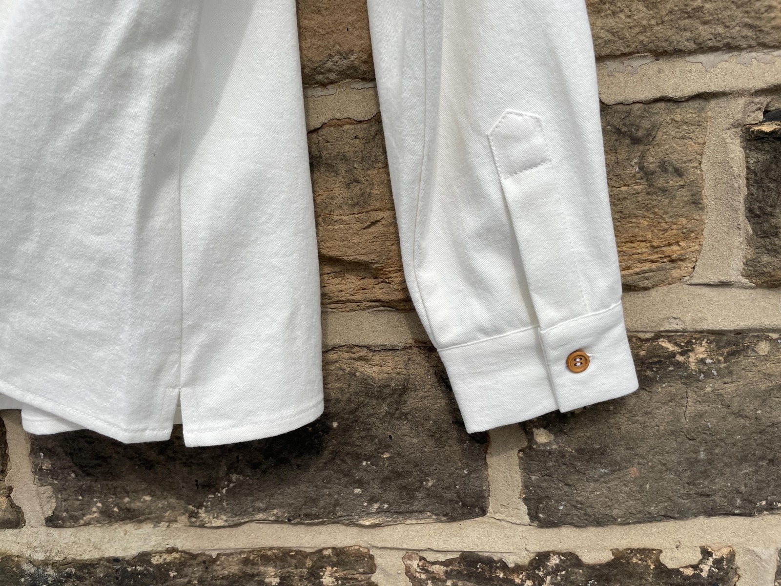 Collarless Grandad Shirt Cotton Organic Smock Top – White – All Occasions