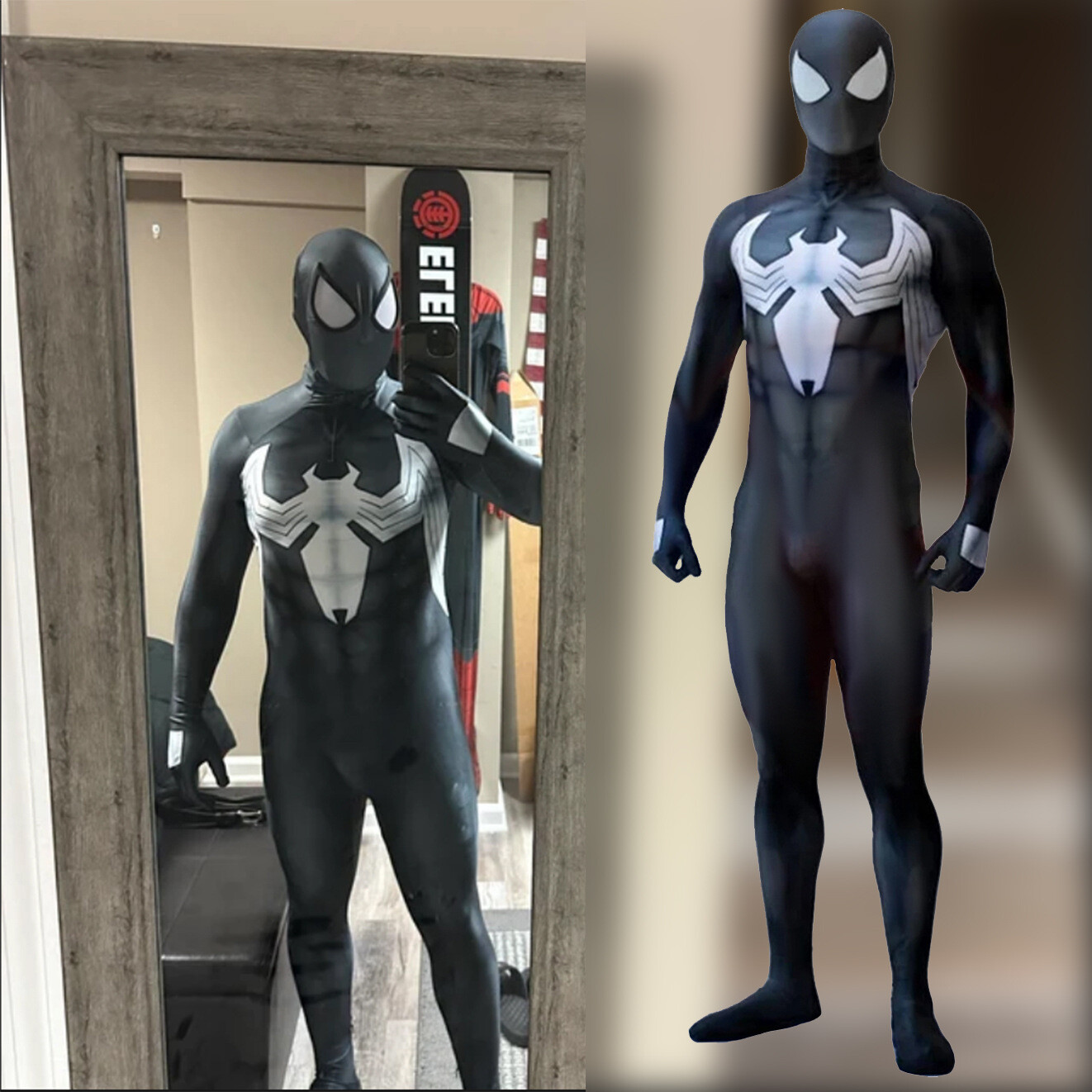 Upgraded Black Venom Spider-man Jumpsuit Halloween Cosplay Suit Costume Party
