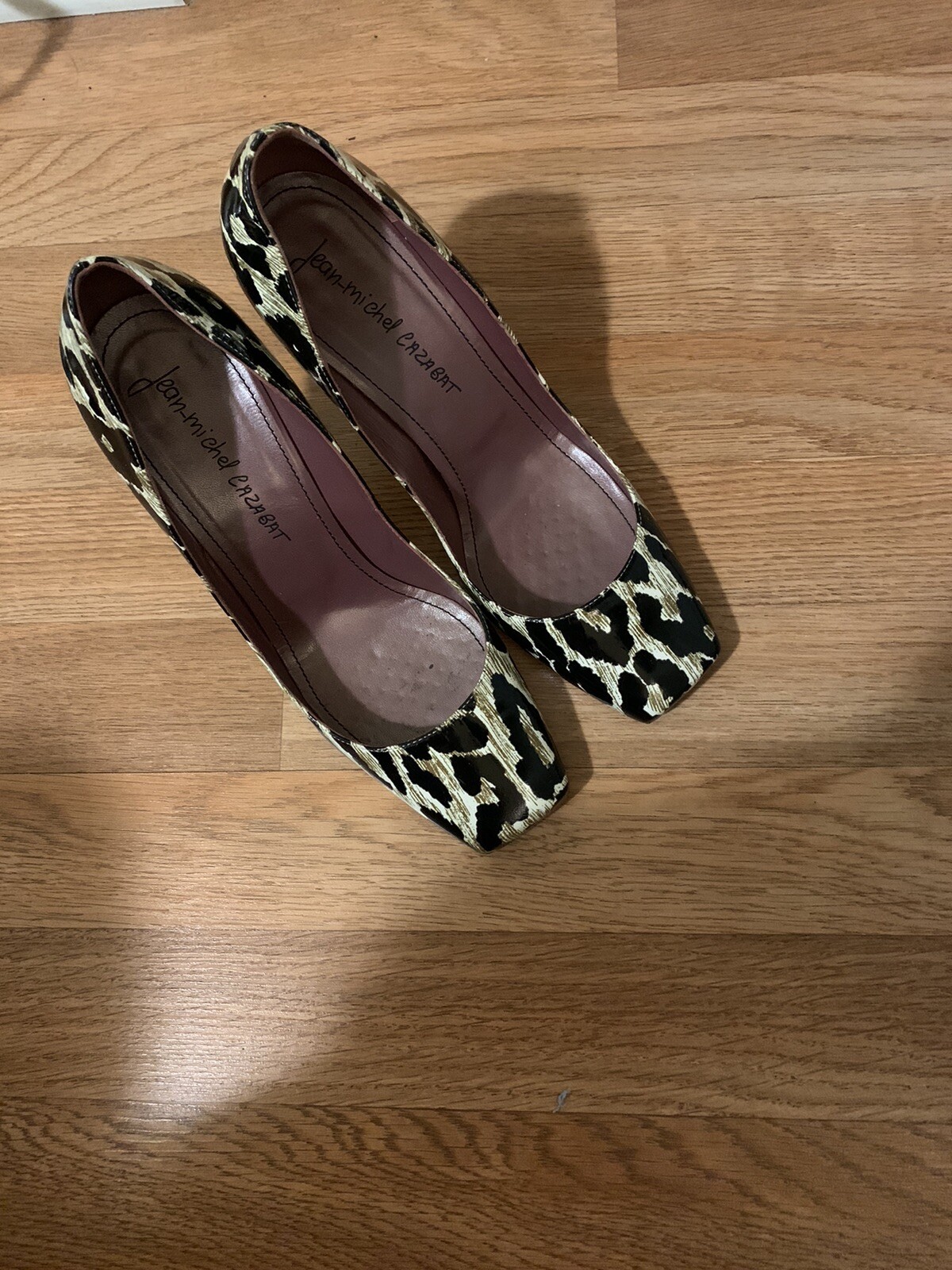 Jean-Michel Cazabat designer animal print square toe patent shoes sz 39 or 8.5