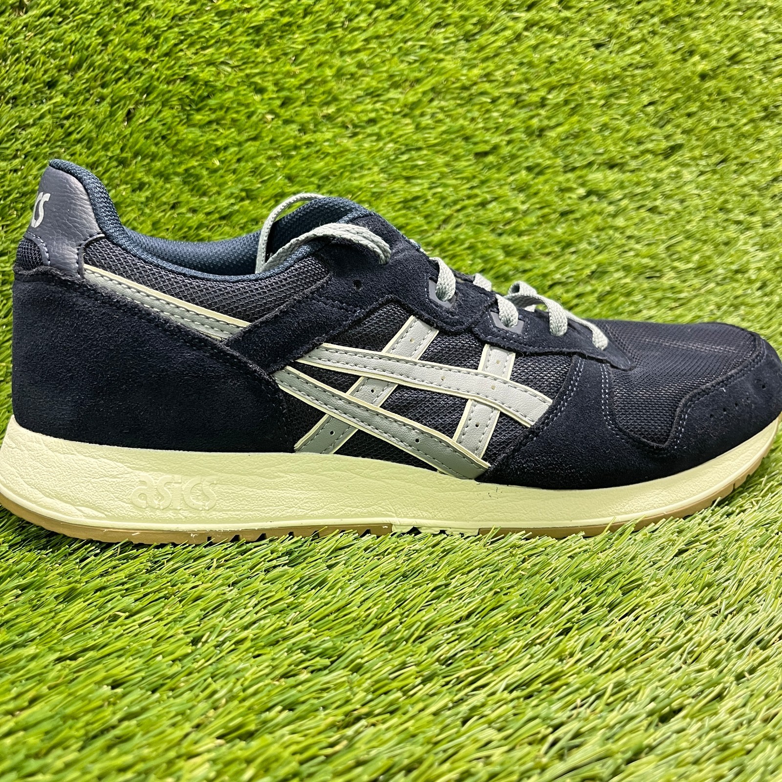 Asics Lyte Classic Mens Size 12 Navy Gray White Athletic Running Shoes Sneakers