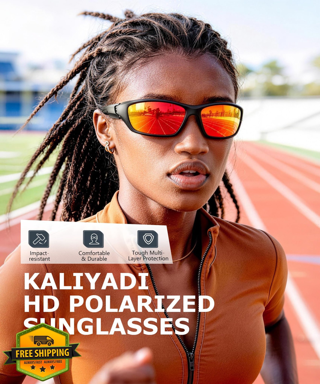KALIYADI Polarized Sunglasses A02 Black/Ice Blue/Red Multicolor Lens