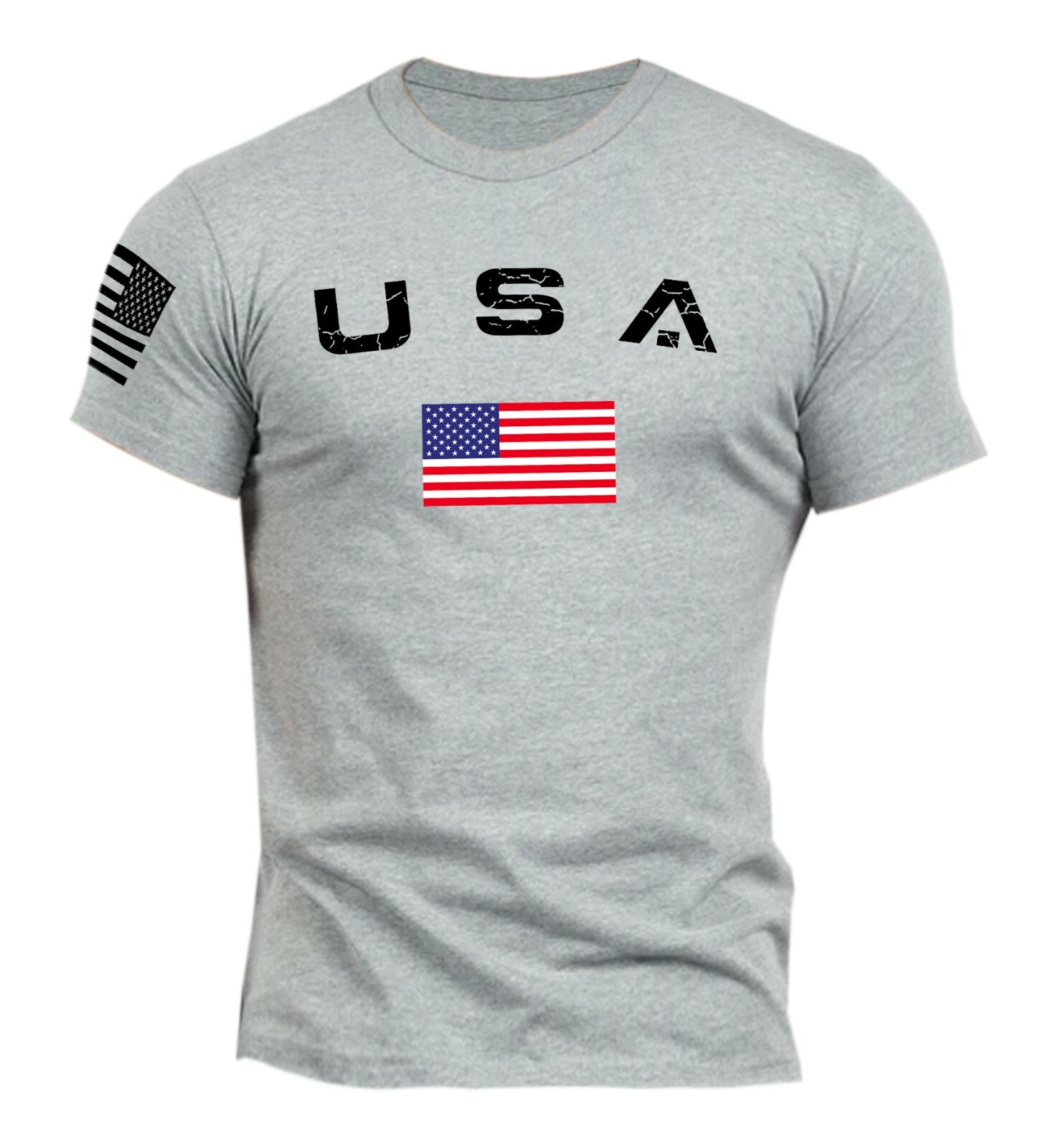 Men’s Casual USA Flag T-Shirt Breathable Light 100% Cotton T-Shirt Size L-6XL US