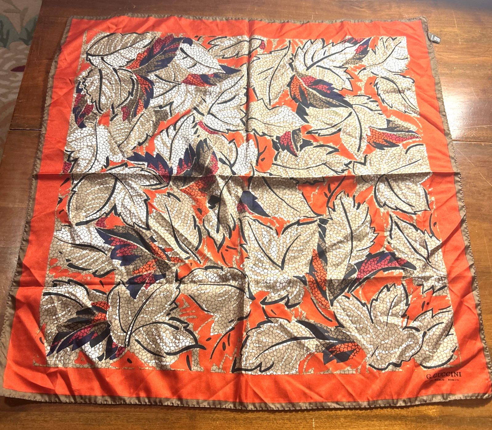 Vtg Scarf Made in Italy Square 29.5″ x 29.5″ Signed G Guccini Floral Polyester