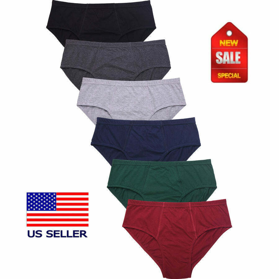 6 MEN’S BIKINI BRIEFS LOW RISE COTTON SOLID COLORS UNDERWEAR S,M,L,XL