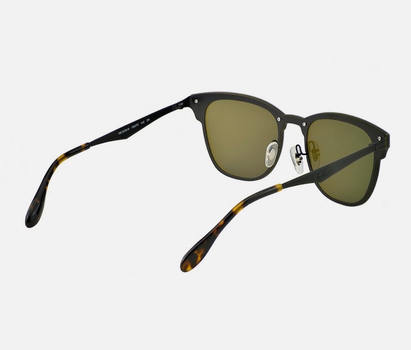 Ray-Ban Blaze Clubmaster Violet Blue Mirror Black RB3576N 153/7V Sunglasses New