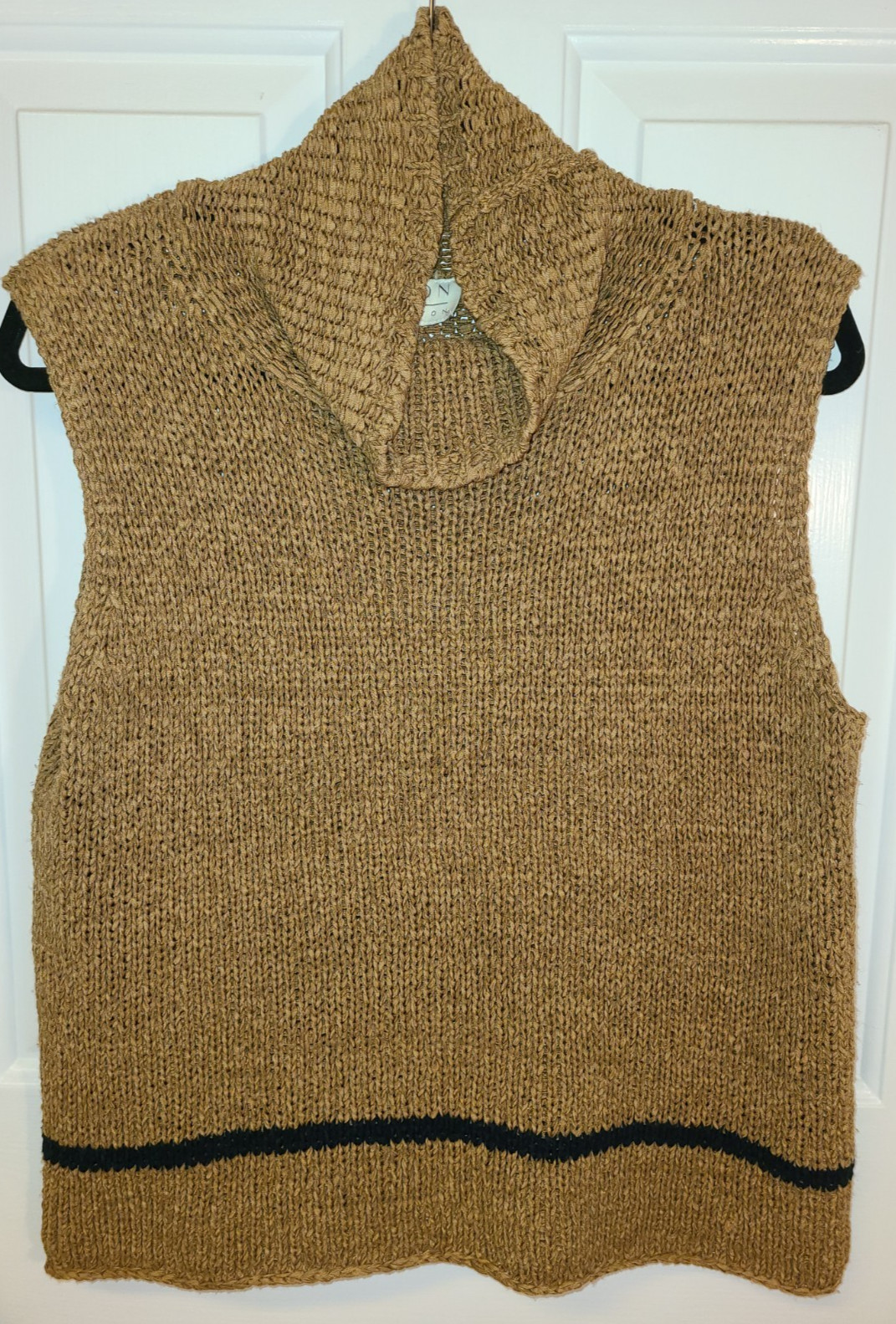 Norton McNaughton Women’s Sleeveless Turtleneck Top XL Brown and Black Stripe