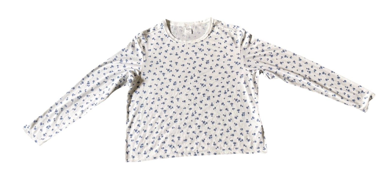 Hollister Long Sleeve Floral Sleep Shirt Pullover Size XL NWT White Blue