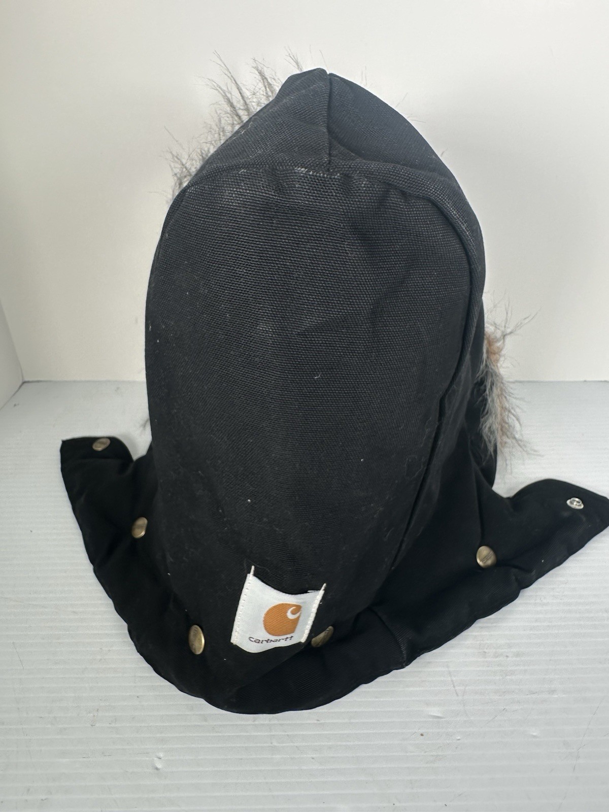 Carhartt Hood Mens A01 BLK Black Arctic Quilt Lined Fur Snap On USA VTG