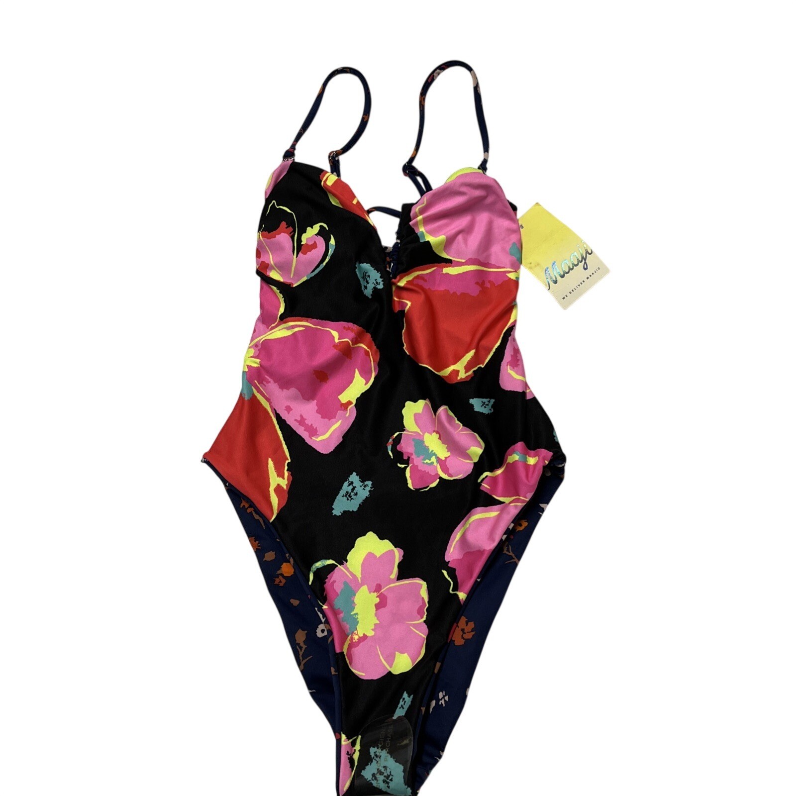 Maaji Swimsuit Floral Reversible One Piece Size S Strappy Back Beach Vacation