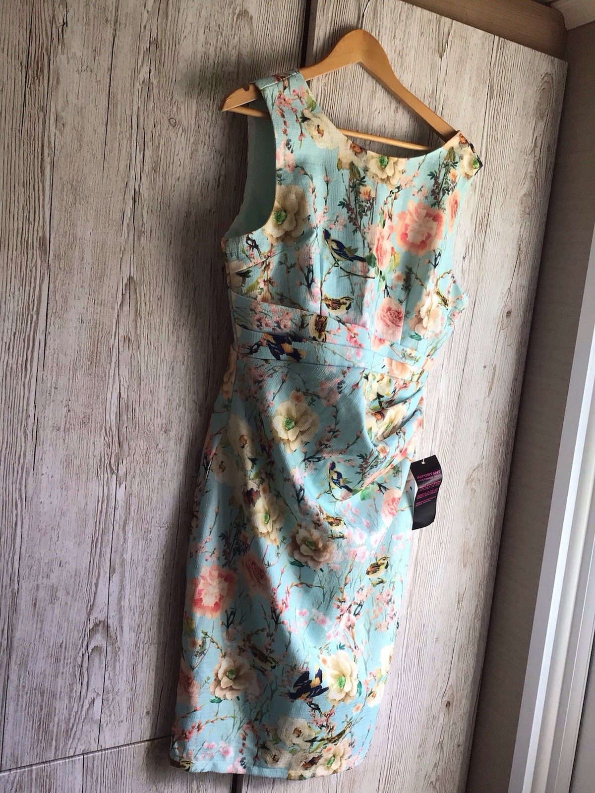 Jolie Moi aqua Floral Print BODYCON Dress Size 14 New With Tag