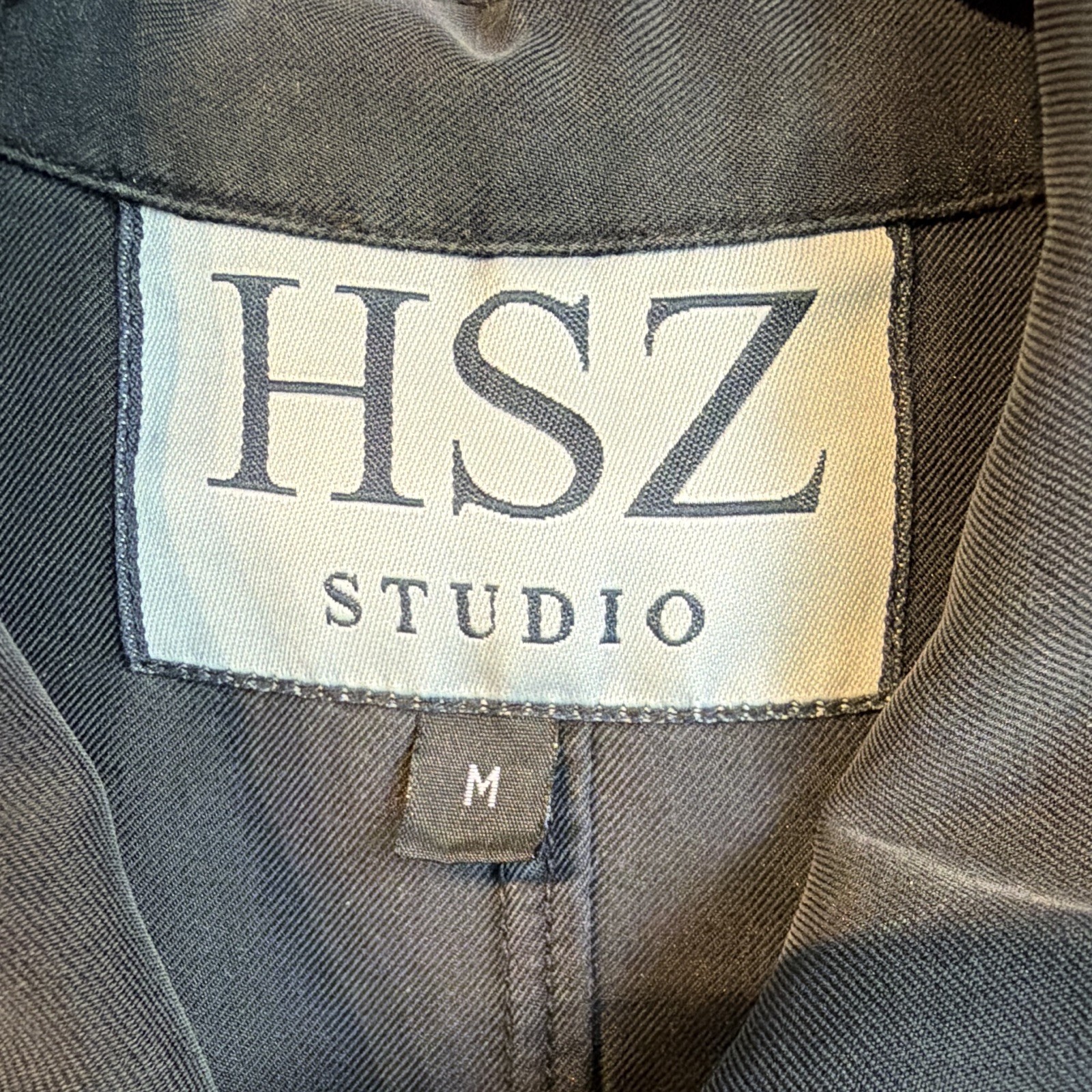 HSZ Studio Solid Navy southwestern Collared Button Front Shirt Dress Pockets M